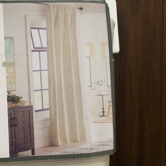 NEW 2 Threshold 95 X 52 Ivory Faux Silk Room Darkening curtains NEW - Picture 7 of 10